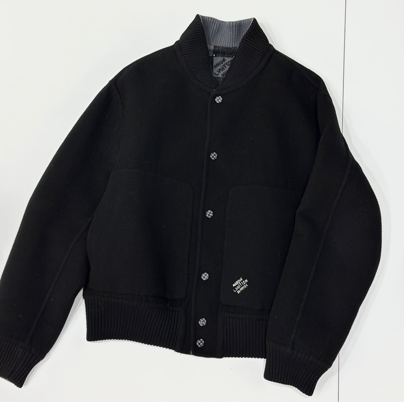 Louis Vuitton LV 黑灰 棋盤格 雙面穿 绵羊毛 夾克 外套 棒球外套-19