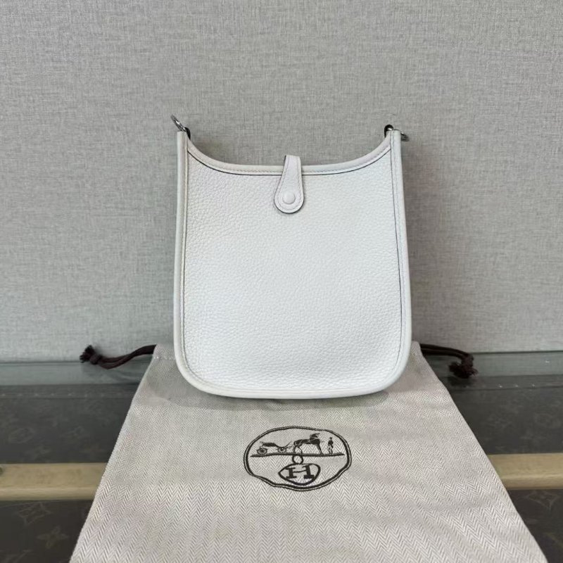 HERMES 白色銀扣 Evelyne mini 16*18*5 98新 配件塵袋-5