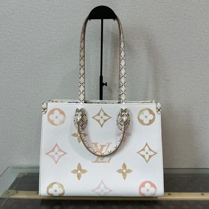 ✨LV onthego中號夏日限定水彩系列手提肩背包 35*25*27 98新配件塵袋-0