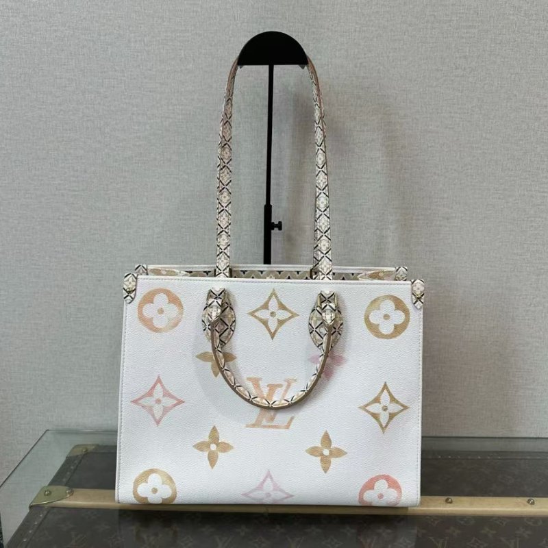 ✨LV onthego中號夏日限定水彩系列手提肩背包 35*25*27 98新配件塵袋-5