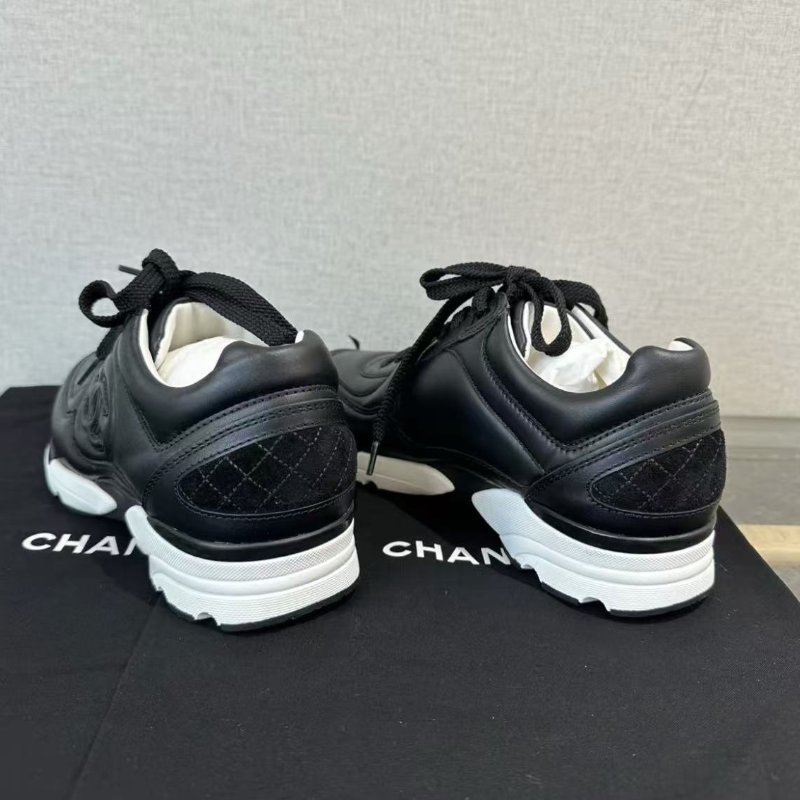 ✨CHANEL 牛皮款黑白熊貓運動鞋 36號 全新閒置配件塵袋盒子鞋帶-2