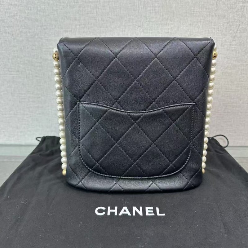 ✨CHANEL 黑金珍珠鍊調肩背斜背包 18.5*19.5*8 98新配件塵袋盒子保卡-5