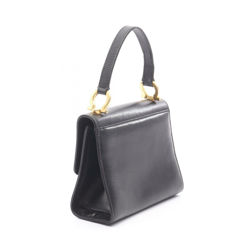 Salvatore Ferragamo Gancini 手提包 21 4797 皮革 黑色 二手 女士 GHW-1