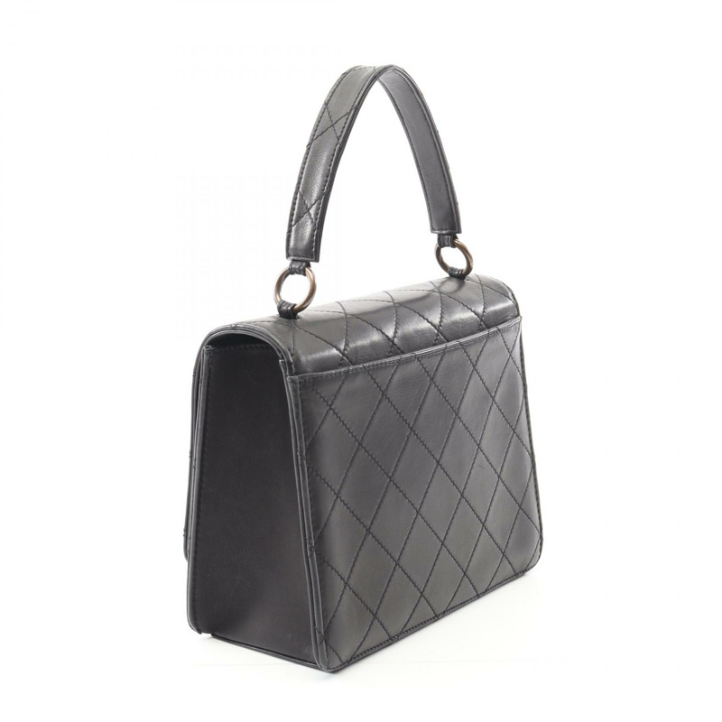 CHANEL Matelasse 手提包 小羊皮 綿羊皮 黑色 二手 女款 CC Coco-1