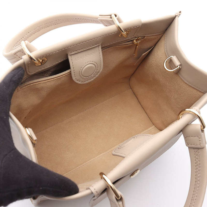 Longchamp Cabas S 頂部手柄單肩包 10309HGO266 皮革米色全新-2