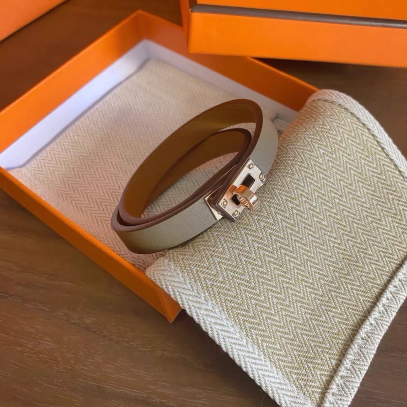 hermes 大象灰玫瑰金扣mini kelly雙圈手鐲T2 全新配件塵袋盒子-3