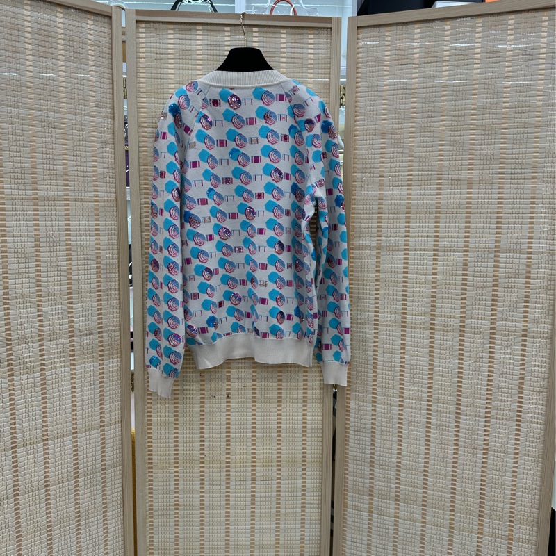 CHANEL沙灘系列彩色亮片V領長袖 34碼-1