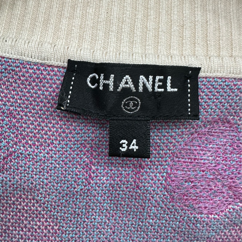CHANEL沙灘系列彩色亮片V領長袖 34碼-2