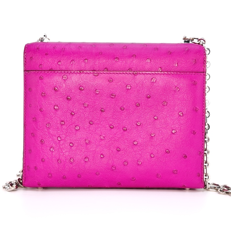 HERMES愛馬仕 Verrou 銀扣 南非鴕鳥皮 斜挎單肩包 迷你 女款 L4 Rose Bubblegum-2