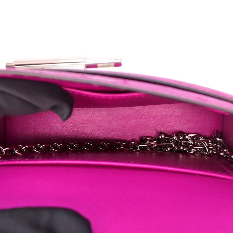 HERMES愛馬仕 Verrou 銀扣 南非鴕鳥皮 斜挎單肩包 迷你 女款 L4 Rose Bubblegum-9