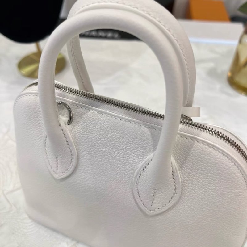 Hermes Mini Bolide 保齡球包 白色銀扣ec皮 18*15*8 全新全配-1