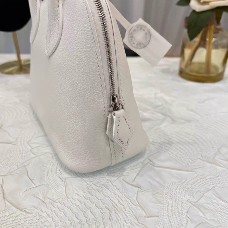 Hermes Mini Bolide 保齡球包 白色銀扣ec皮 18*15*8 全新全配-2