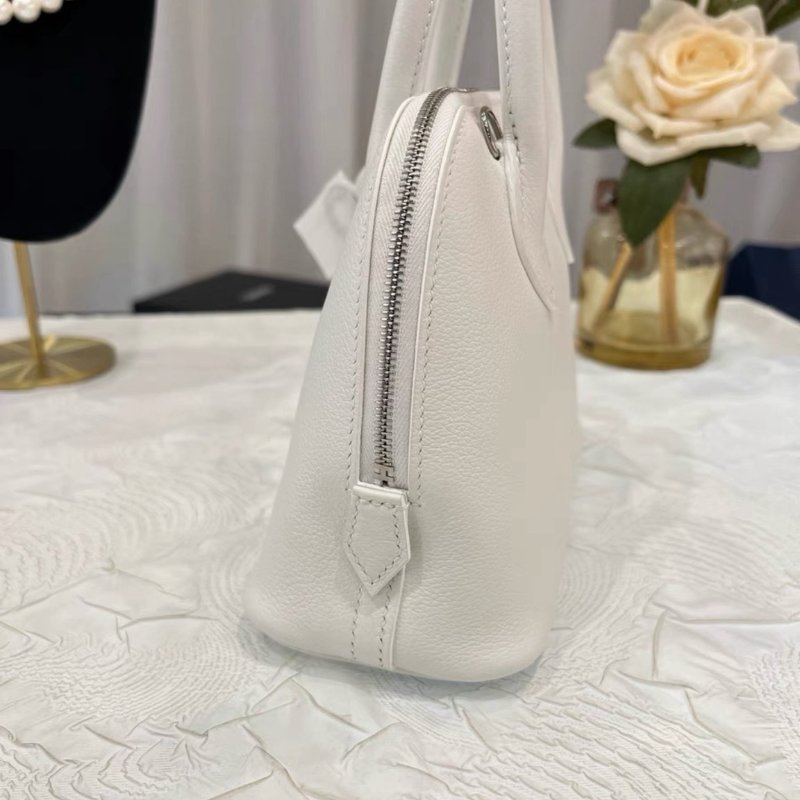 Hermes Mini Bolide 保齡球包 白色銀扣ec皮 18*15*8 全新全配-4