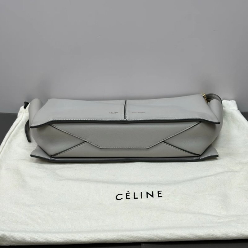 CELINE 灰色trifold肩背斜背鏈條包28*19*7 98新配件塵袋-3