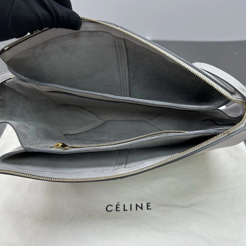 CELINE 灰色trifold肩背斜背鏈條包28*19*7 98新配件塵袋-1