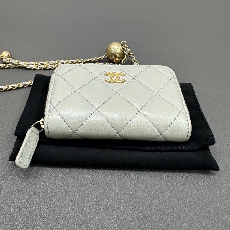 CHANEL 灰金金球mini肩背斜背鏈條包10*7*2 98新配件盒子塵袋保卡-3