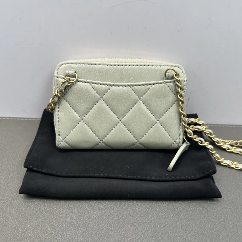CHANEL 灰金金球mini肩背斜背鏈條包10*7*2 98新配件盒子塵袋保卡-5