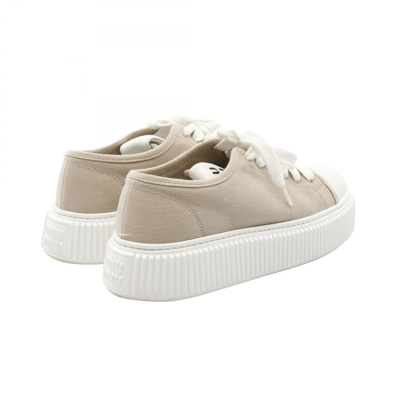 Miu Miu 標誌運動鞋，織品/橡膠材質，米白色，39碼，二手女款-1