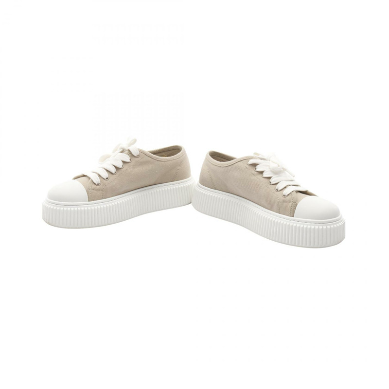 Miu Miu 標誌運動鞋，織品/橡膠材質，米白色，39碼，二手女款-2