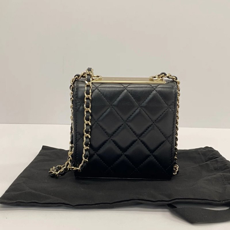 CHANEL Trendy cc mini黑金肩背斜背包小廢包11*10*4 98新配件盒子塵袋保卡-5