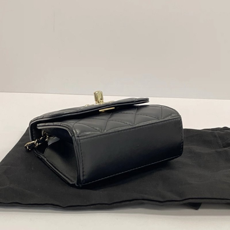 CHANEL Trendy cc mini黑金肩背斜背包小廢包11*10*4 98新配件盒子塵袋保卡-4