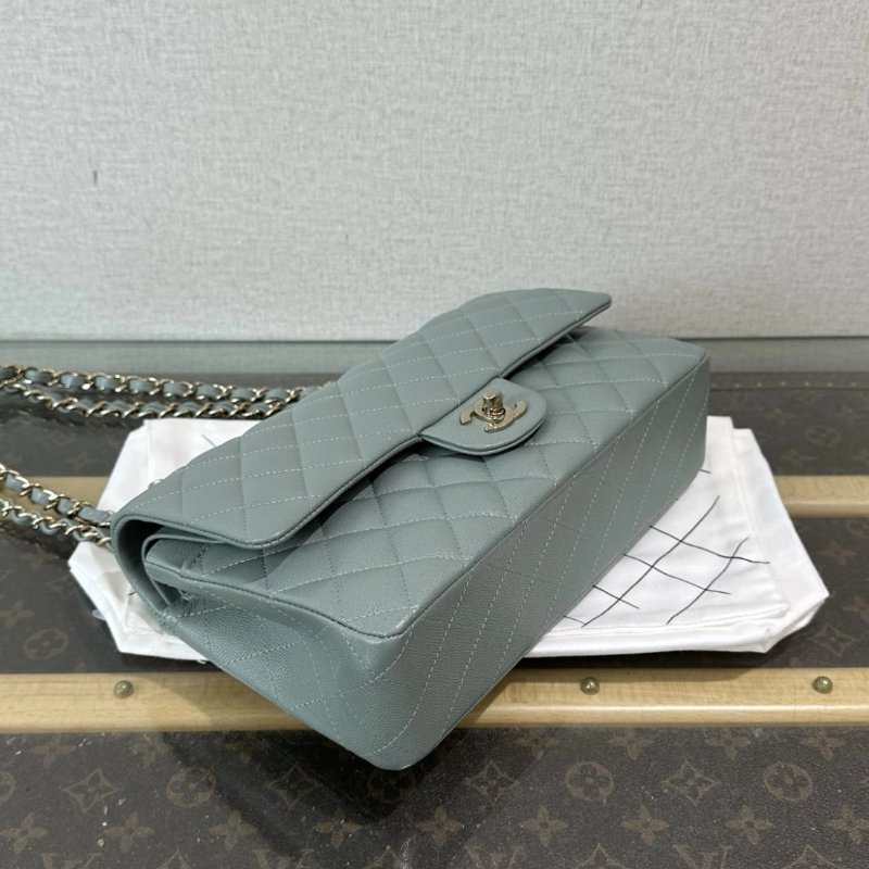 CHANEL 綠金荔枝牛皮CF中號25*16*7 98新配件塵袋-4