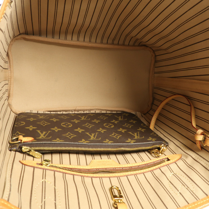 LOUIS VUITTON Monogram Neverfull MM金扣肩背袋手挽袋-4