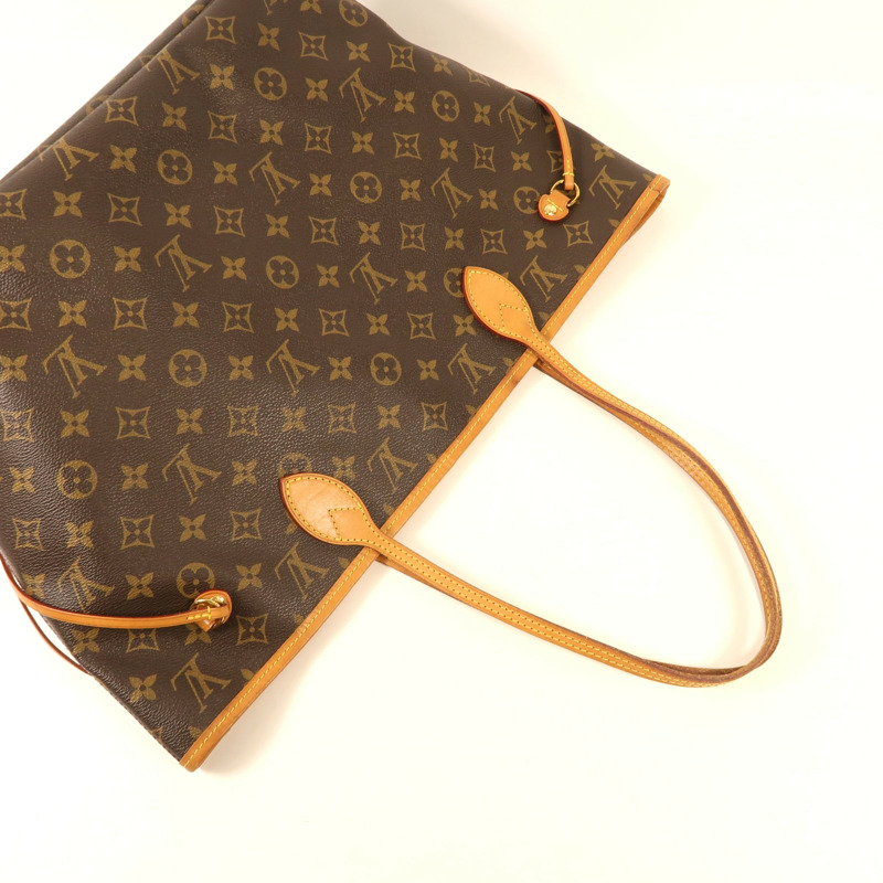LOUIS VUITTON Monogram Neverfull MM金扣肩背袋手挽袋-7