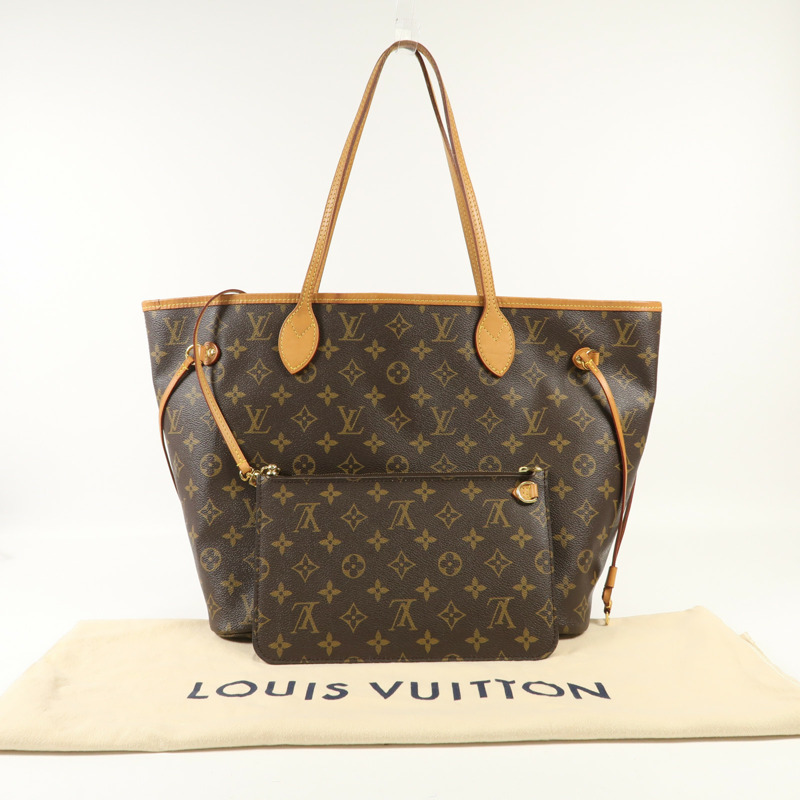 LOUIS VUITTON Monogram Neverfull MM金扣肩背袋手挽袋-8