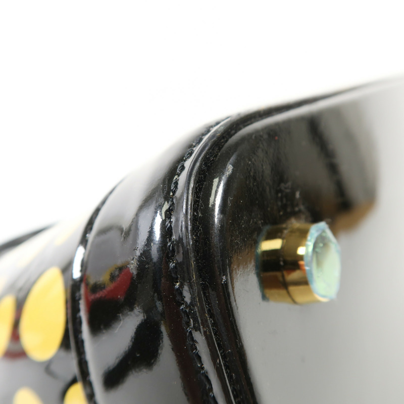 LOUIS VUITTON Vernis Lockit MM Yayoi Kusama金扣手挽袋-10