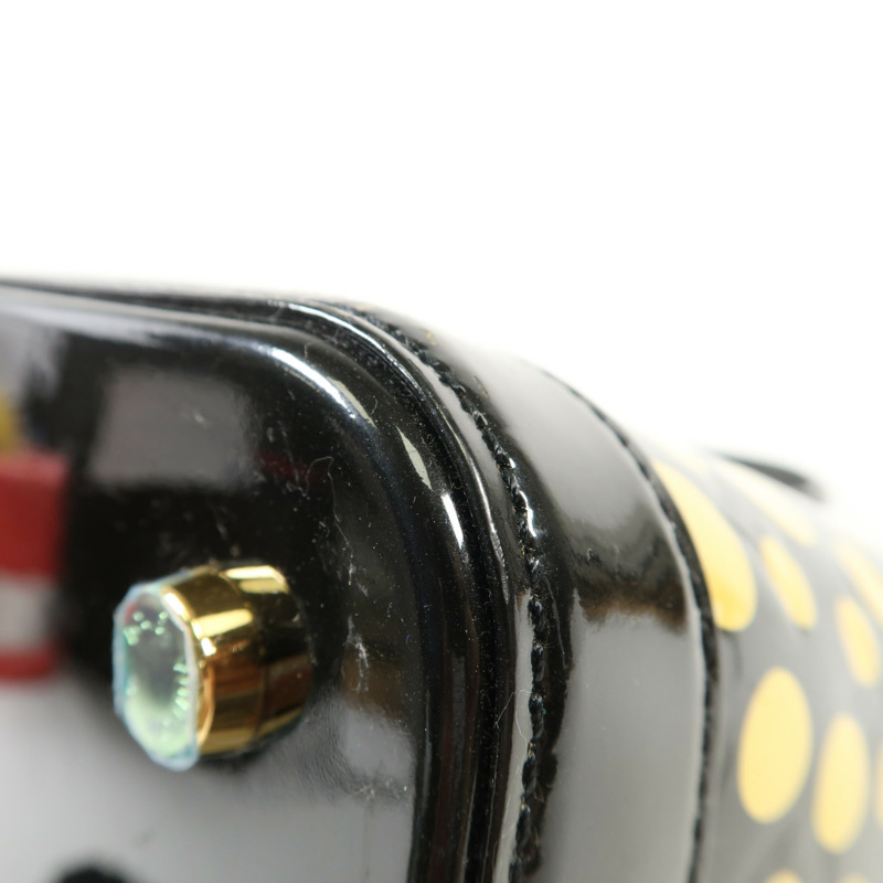 LOUIS VUITTON Vernis Lockit MM Yayoi Kusama金扣手挽袋-11