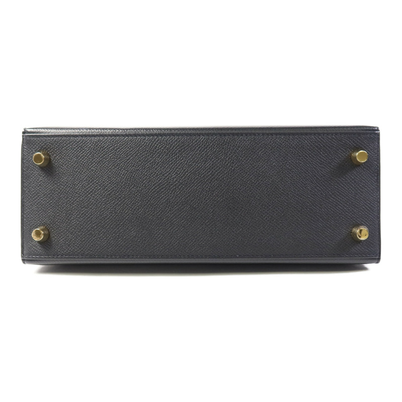 HERMES Epsom皮革Kelly 25金扣手挽肩背兩用袋Noir-3