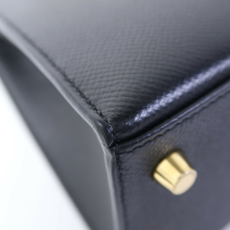 HERMES Epsom皮革Kelly 25金扣手挽肩背兩用袋Noir-6