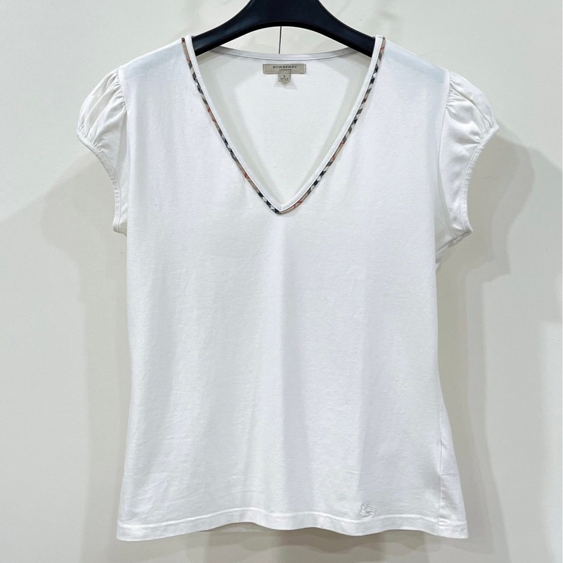 Burberry 倫敦 V領經典格紋滾邊戰馬上衣-2