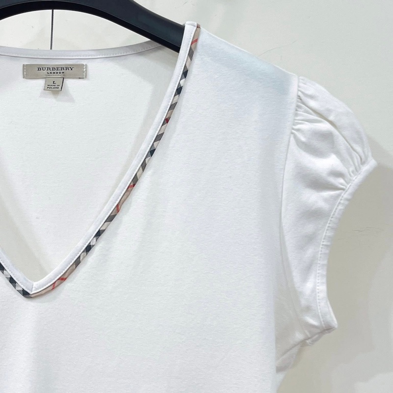 Burberry 倫敦 V領經典格紋滾邊戰馬上衣-5