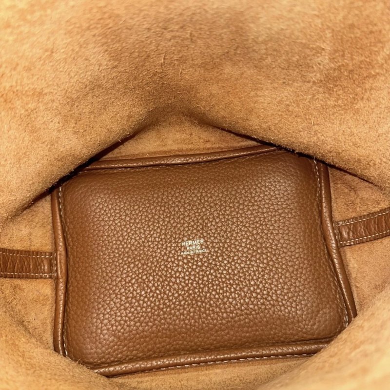 HERMES 金棕銀扣菜籃子18手提袋 18*18*13 98新-1