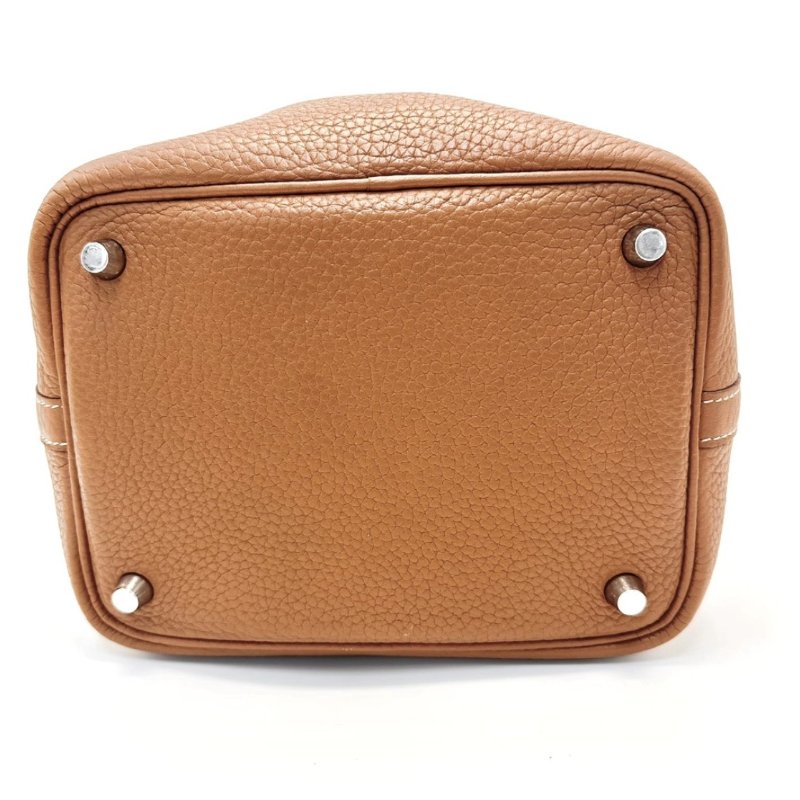 HERMES 金棕銀扣菜籃子18手提袋 18*18*13 98新-3