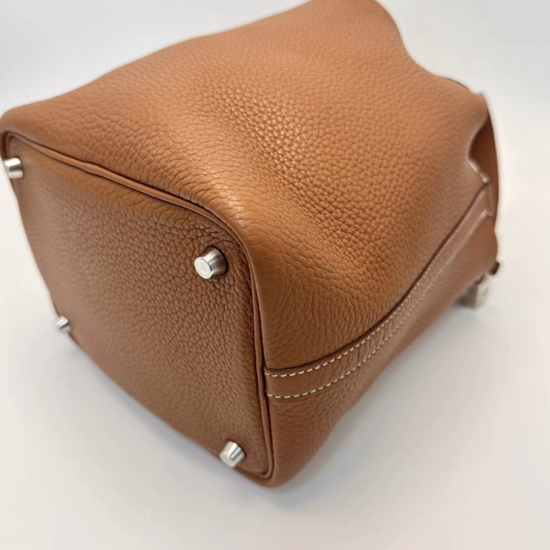 HERMES 金棕銀扣菜籃子18手提袋 18*18*13 98新-2