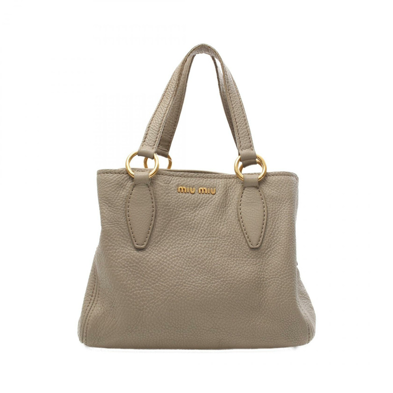 Miu Miu VITELLO CARIBU 手提包 手袋 皮革 灰色 二手 女款 GHW-0