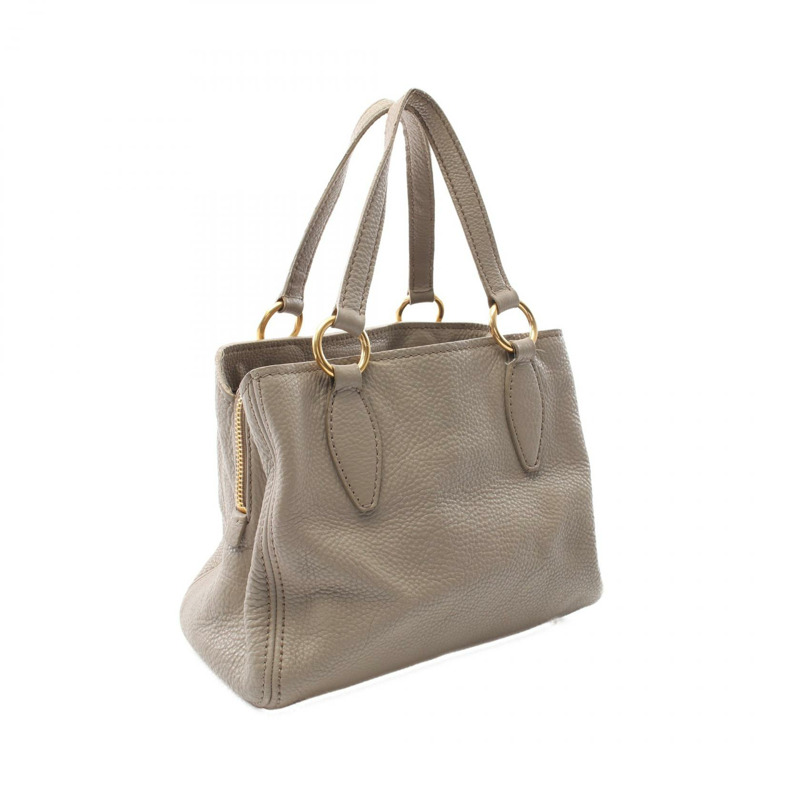 Miu Miu VITELLO CARIBU 手提包 手袋 皮革 灰色 二手 女款 GHW-1