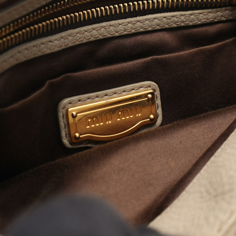 Miu Miu VITELLO CARIBU 手提包 手袋 皮革 灰色 二手 女款 GHW-3