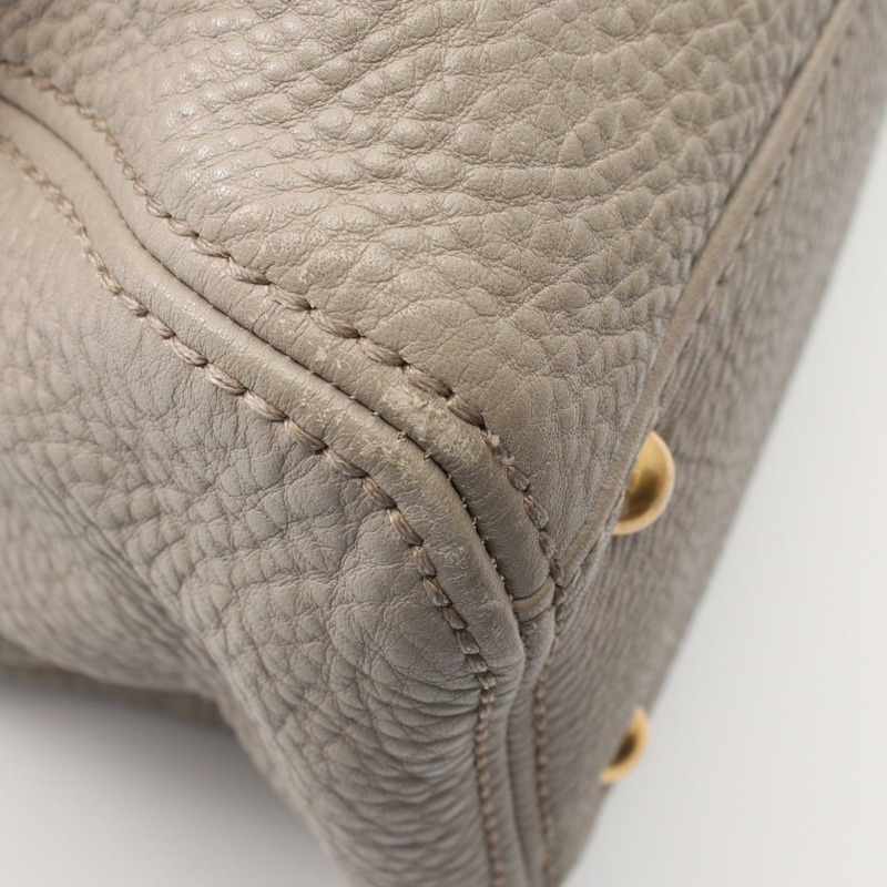 Miu Miu VITELLO CARIBU 手提包 手袋 皮革 灰色 二手 女款 GHW-6