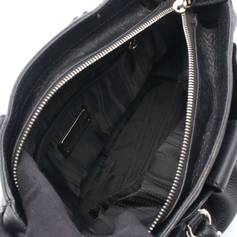 Salvatore Ferragamo Gancini 手提包 217421 皮革 黑色 二手 女士-2