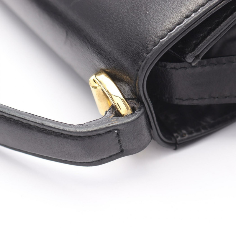 Salvatore Ferragamo Vara 緞帶單肩包 手提包 21 5677 皮革 黑色 二手 GHW-9