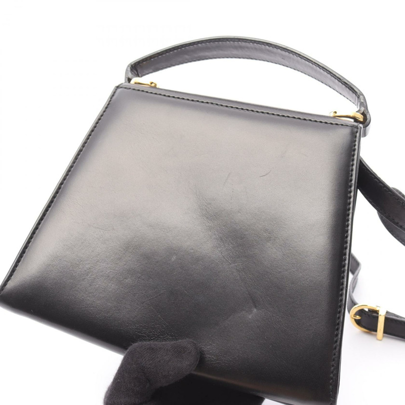 Salvatore Ferragamo Vara 緞帶單肩包 手提包 21 5677 皮革 黑色 二手 GHW-10