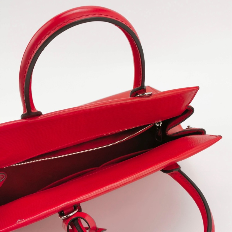 LV 路易威登 Marly 水波紋EPI 牛皮紅色手提包 肩背包 斜背包 底長26cm-5