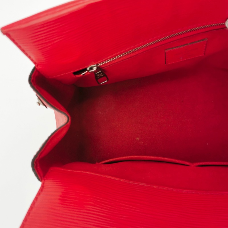 LV 路易威登 Marly 水波紋EPI 牛皮紅色手提包 肩背包 斜背包 底長26cm-8