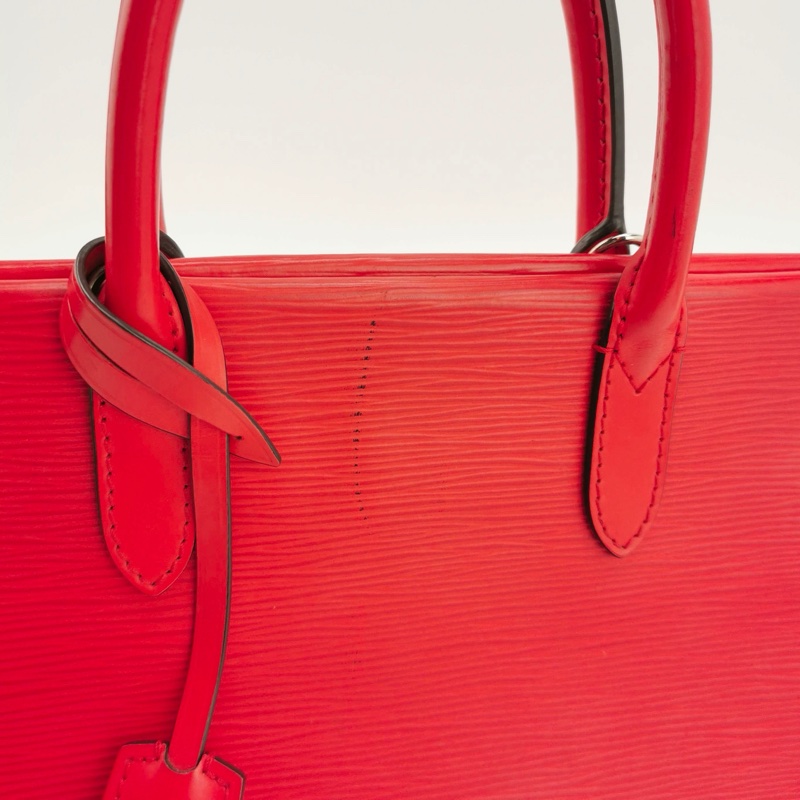 LV 路易威登 Marly 水波紋EPI 牛皮紅色手提包 肩背包 斜背包 底長26cm-11