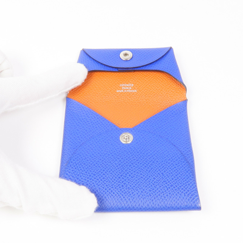 HERMES Epsom皮革Bastia銀扣零錢包-10