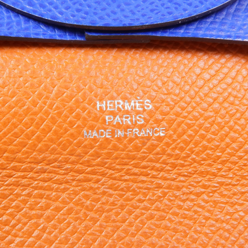 HERMES Epsom皮革Bastia銀扣零錢包-11